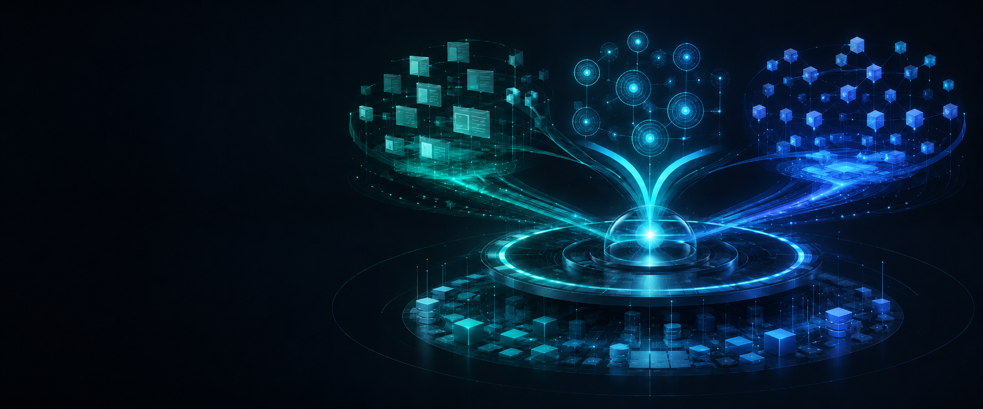A shared search visibility foundation branching into multiple modern search and AI-assisted discovery experiences.