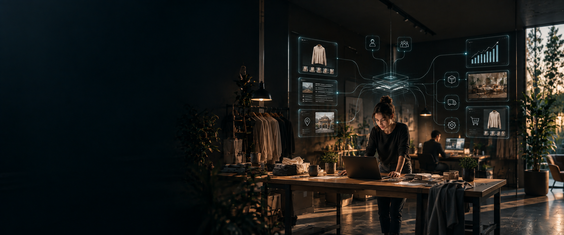 A small business using connected intelligent systems while retaining human control over important decisions.